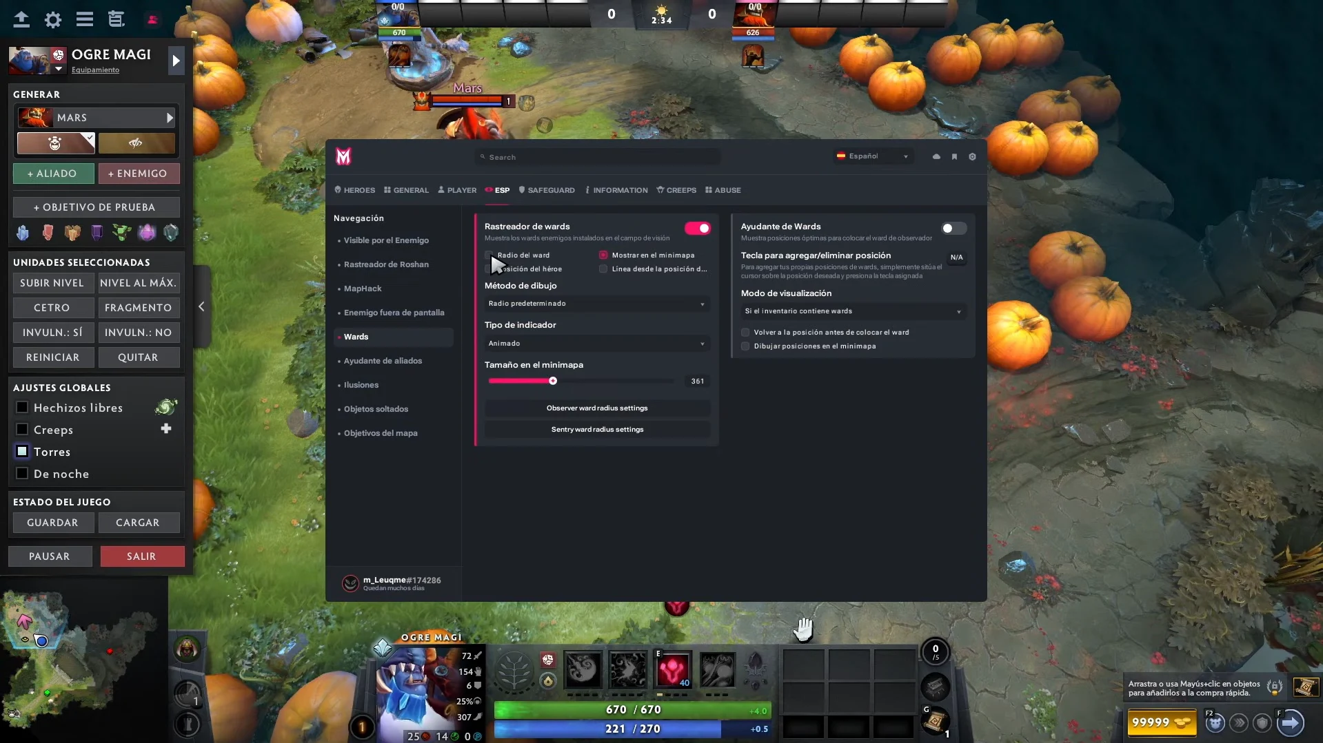 Melonity Wards menu with separate Ward Tracker and Ward Helper panels