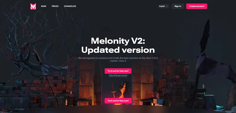 Melonity.gg Dota 2 cheat official product page