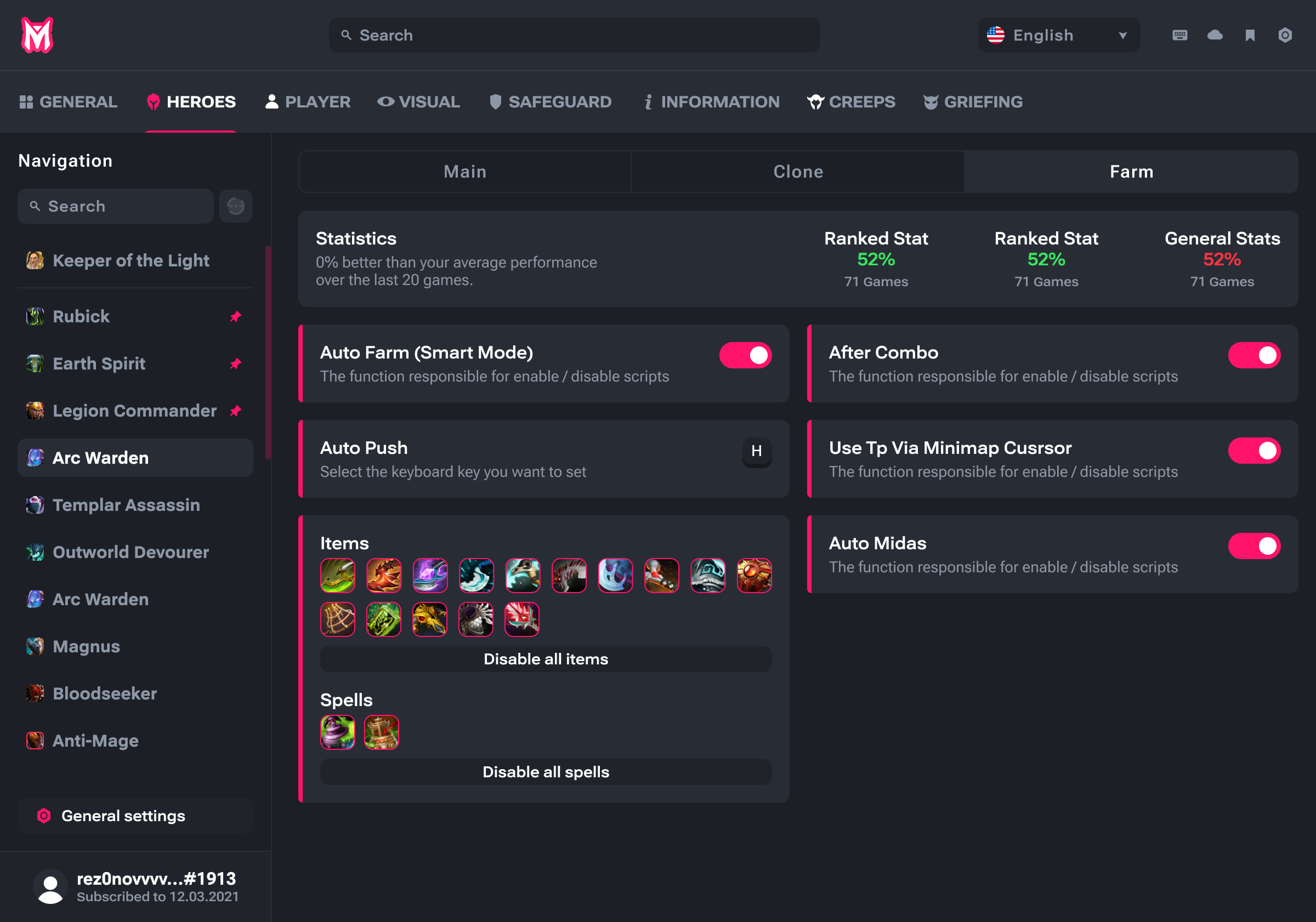 Melonity Dota 2 cheat interface